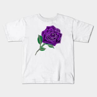 Rose - Monochrome Purple Kids T-Shirt